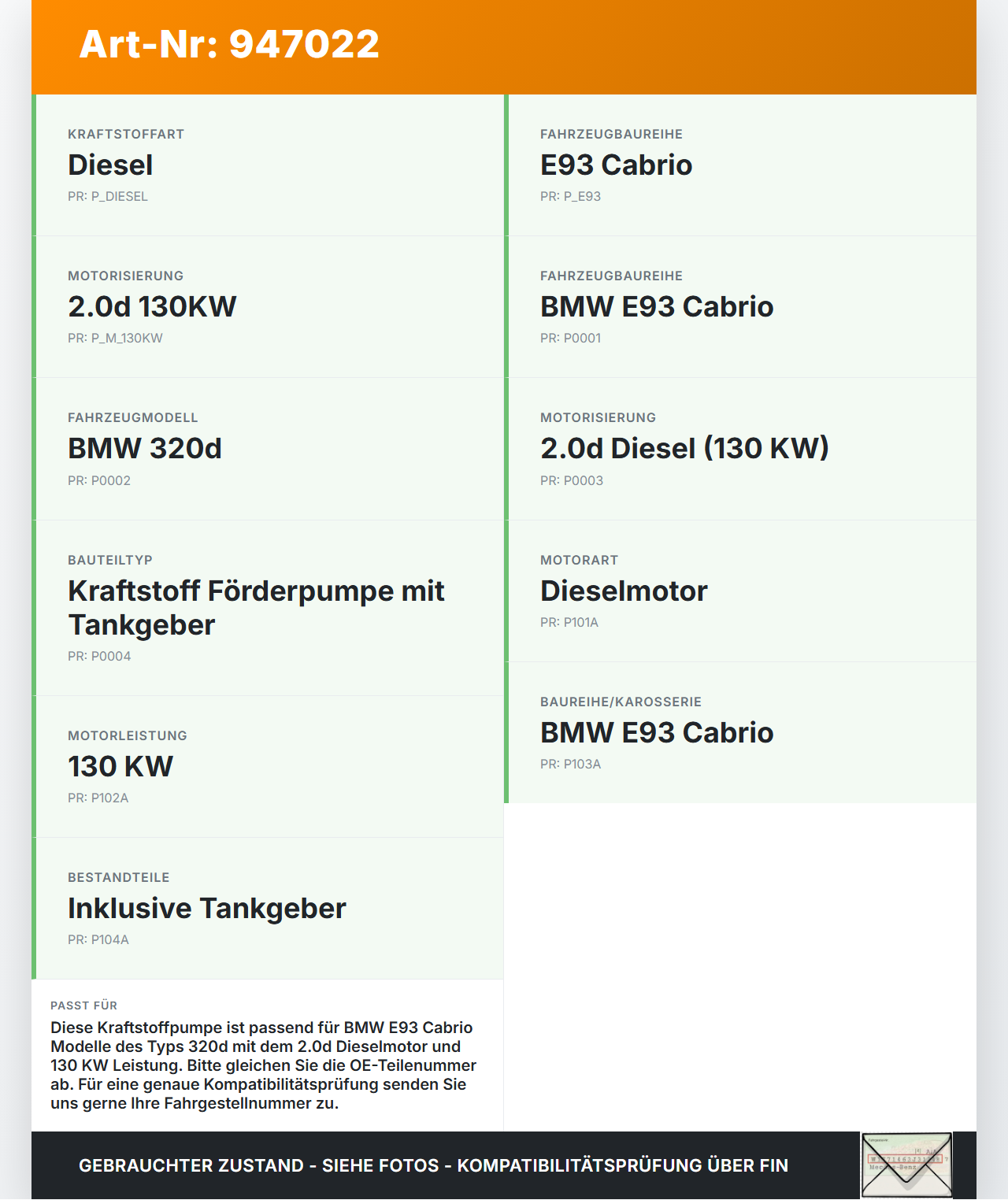 BMW E93 320d 07-13 2,0d 130KW Kraftstoffpumpe Kraftstoff Förderpumpe Tankgeber BMW E93 320d 07-13 18.03.2009... Vorschau 3