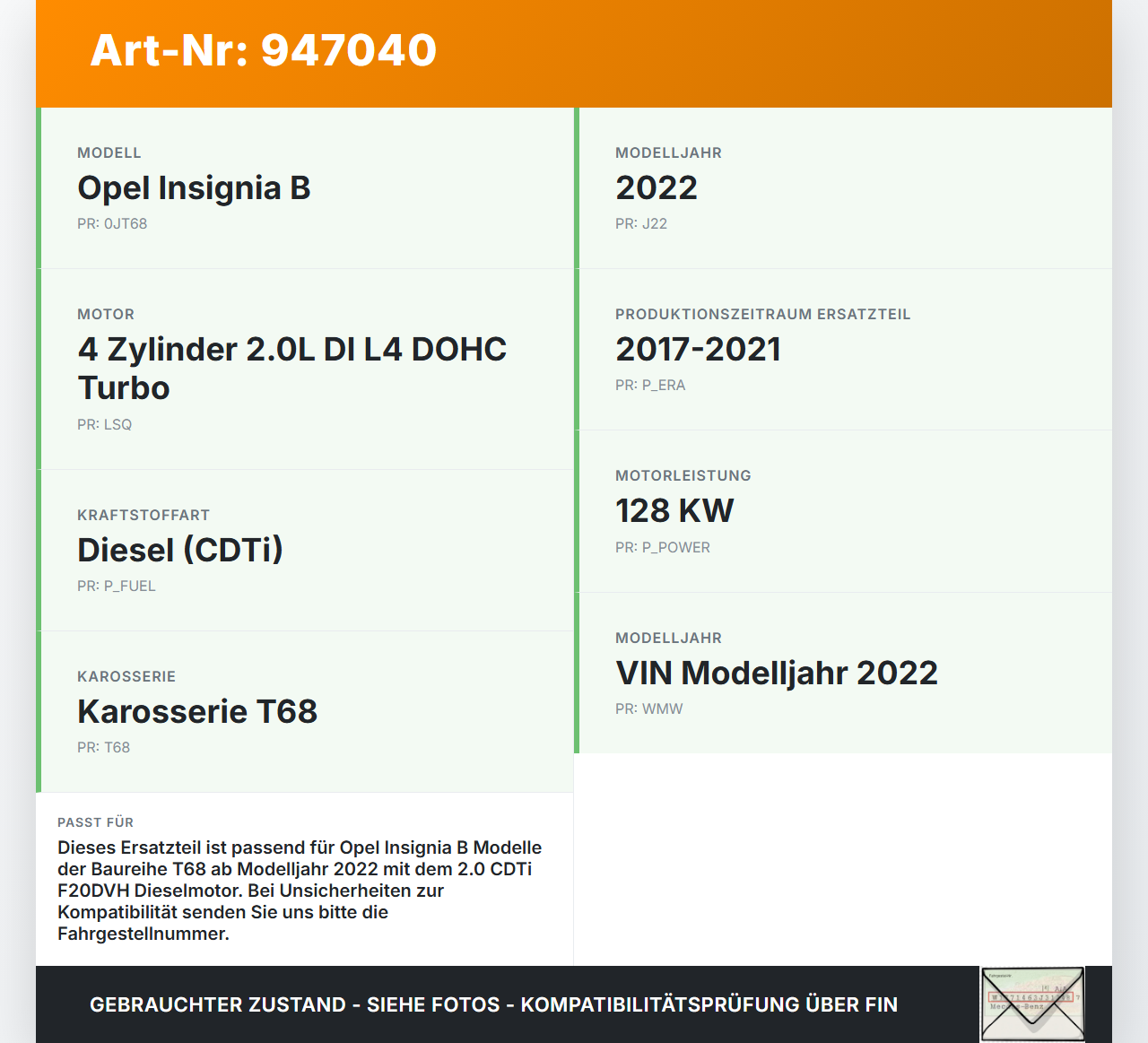 Opel Insignia B 17-21 CDTi 2,0 128KW F20DVH Abdeckung für Motor Deckel Motorabdeckung Opel Insignia B 17-21... Vorschau 3