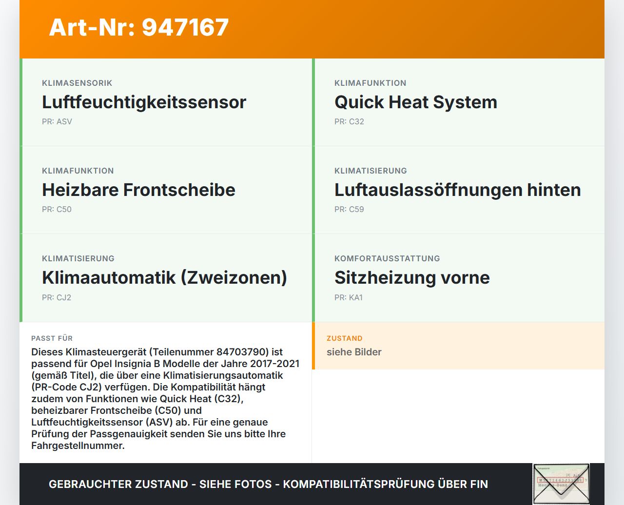 Opel Insignia B 17-21 Steuergerät ECU Modul Klimasteuergerät Opel Insignia B 17-21 29.10.2021 84703790 90152-238... Vorschau 3