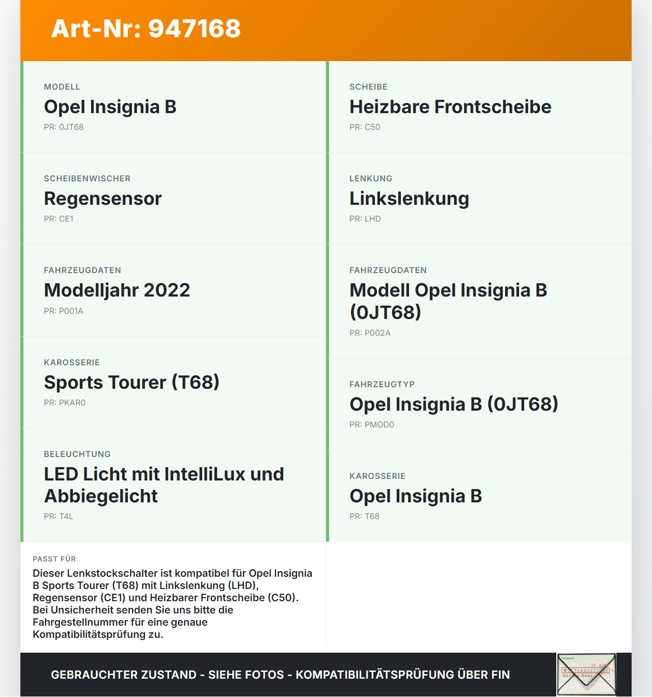 Opel Insignia B 17-21 Lenkstockschalter Wischerschalter Wischer Opel Insignia B 17-21 29.10.2021 39152067 gebraucht Vorschau 3