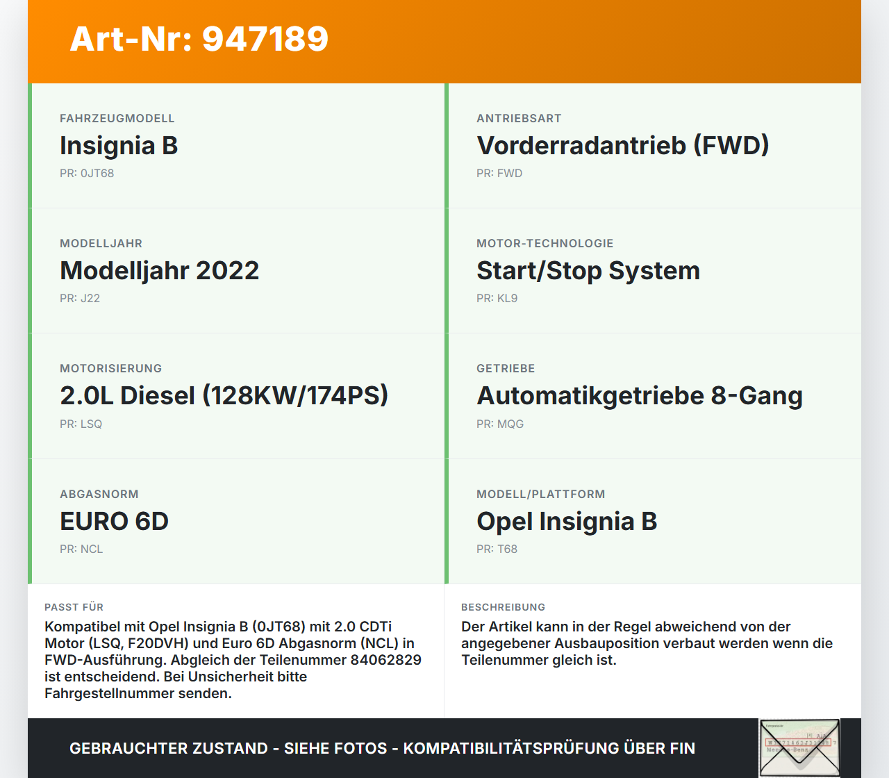 Opel Insignia B 17-21 CDTi 2,0 128KW Ansaugrohr Ladeluftschlauch Luftschlauch Pos.2 Opel Insignia B 17-21... Vorschau 3