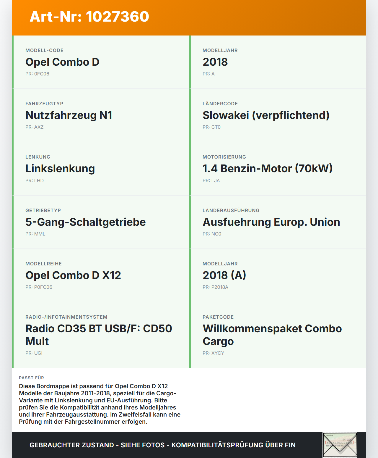 Opel Combo D X12 11-18 Serviceheft Betriebsanleitung Anleitung Bordmappe Opel Combo D X12 11-18 09.04.2018 L0010783... Vorschau 3