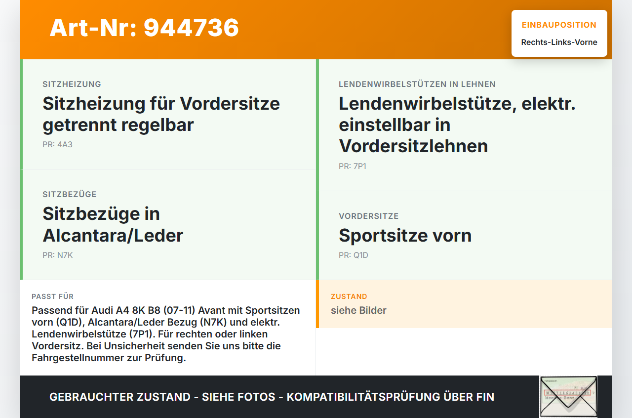 Audi A4 8K B8 07-11 Kombi Kopfstütze für Beifahrer Sitz Rechts oder Links Vorne Audi A4 8K B8 07-11 29.10.2009... Vorschau 3