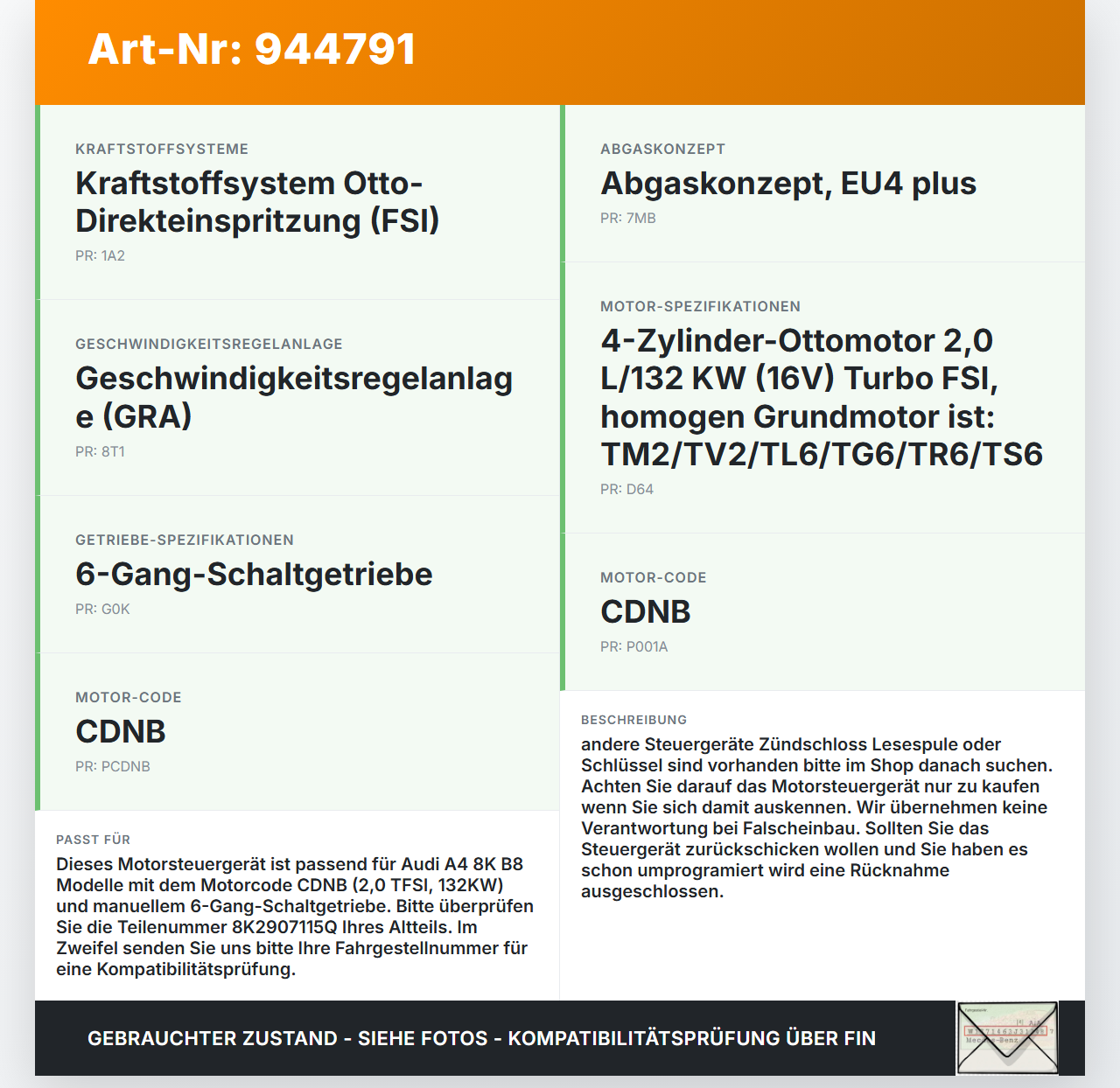 Audi A4 8K B8 07-11 TFSI 2,0 132KW Steuergerät ECU für Motor Motorsteuergerät Audi A4 8K B8 07-11 29.10.2009... Vorschau 3