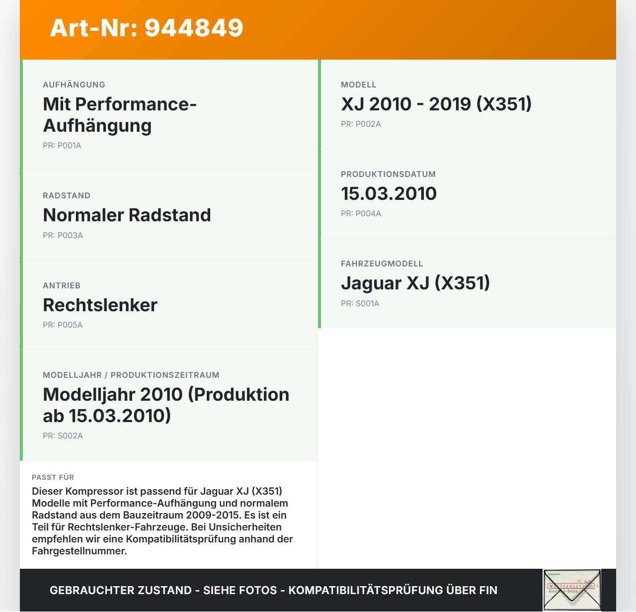 Jaguar XJ X351 09-15 Lim Kompressor für Luftfahrwerk Luftfederung Jaguar XJ X351 09-15 26.08.2009 79105-0 C2D5825... Vorschau 3