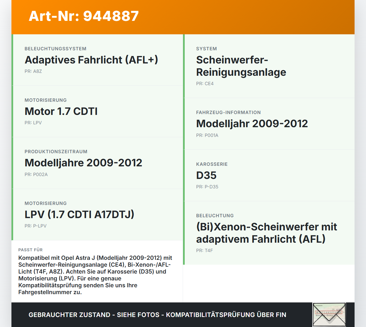 Opel Astra J 09-12 Waschwasserpumpe Waschpumpe Opel Astra J 09-12 31.03.2011 13264299 1452013 gebraucht Vorschau 3