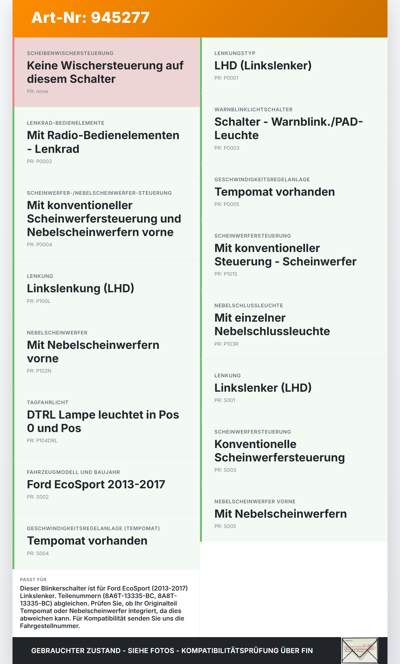 Ford EcoSport 12-22 Blinkerschalter Lenkstockschalter Blinker Ford EcoSport 12-22 19.11.2015 8A6T-13335-BC... Vorschau 3