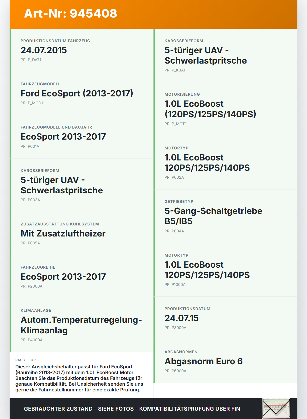 Ford EcoSport 12-22 1,0 92KW Ausgleichsbehälter für Kühlmittel Ford EcoSport 12-22 19.11.2015 gebraucht Vorschau 3
