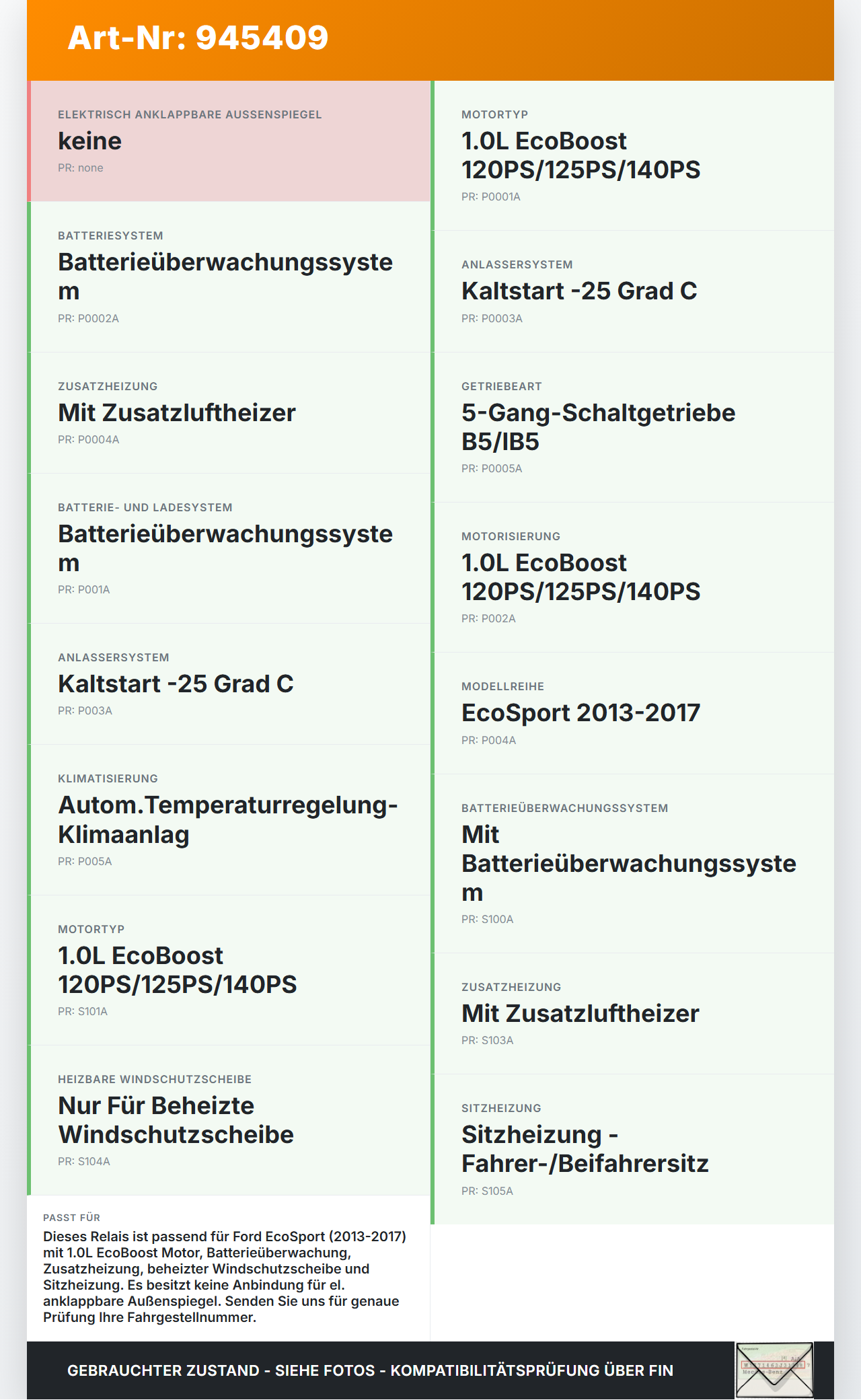 Ford EcoSport 12-22 Relais Batterieklemme Stromverteiler Ford EcoSport 12-22 19.11.2015 gebraucht Vorschau 3