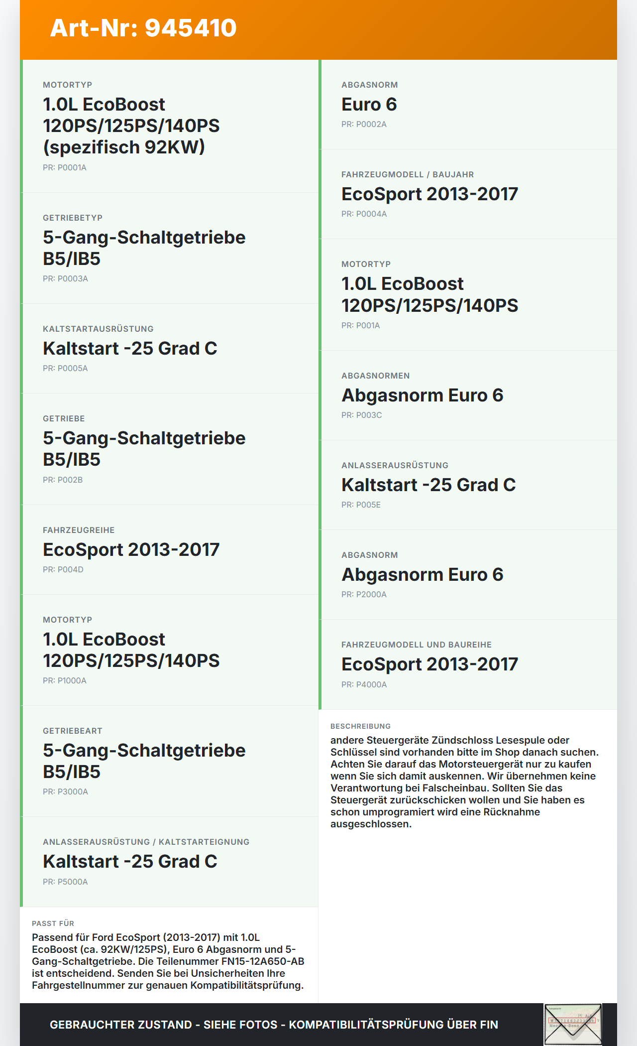 Ford EcoSport 12-22 1,0 92KW Steuergerät ECU für Motor Motorsteuergerät Ford EcoSport 12-22 19.11.2015... Vorschau 3