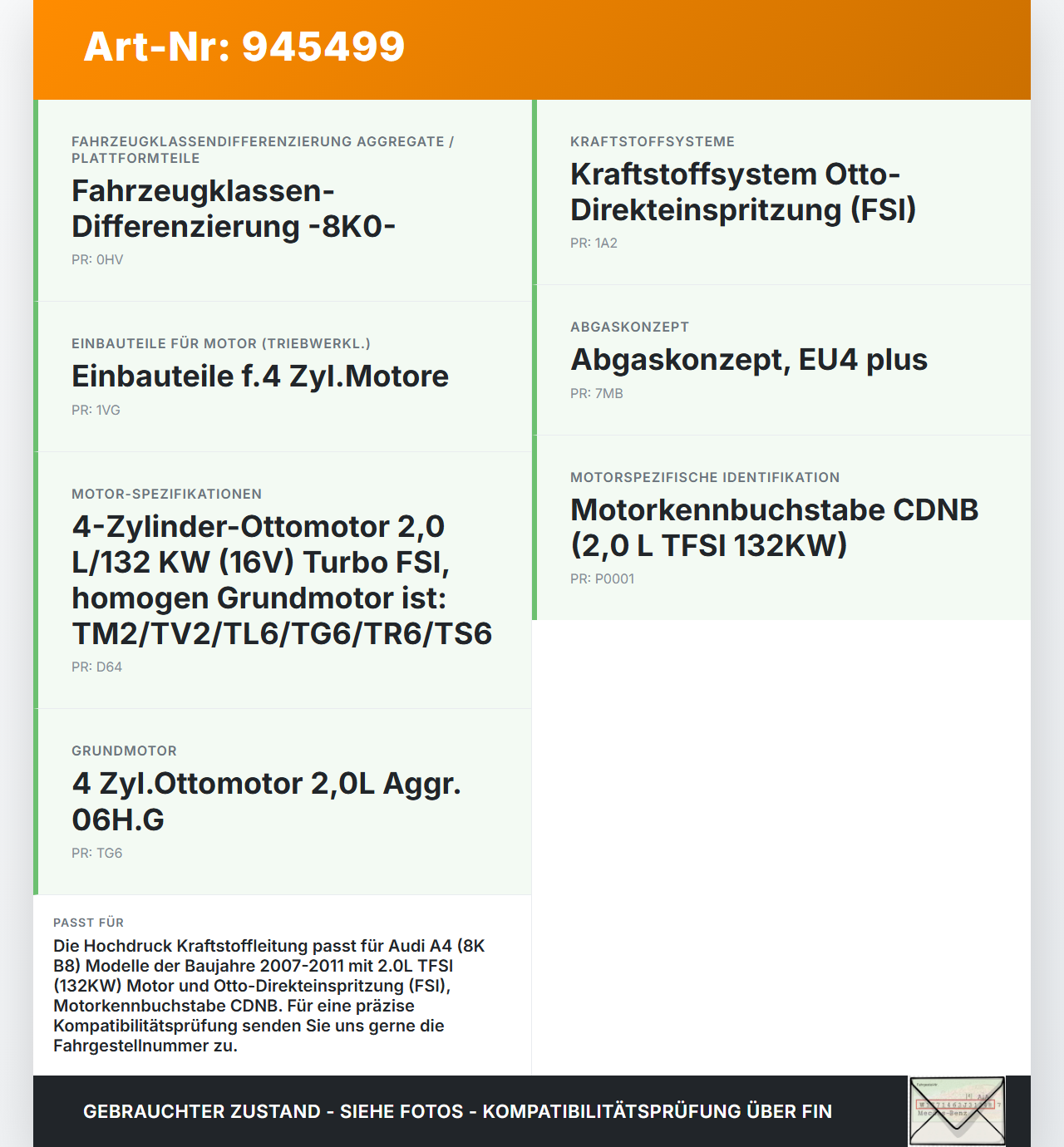 Audi A4 8K B8 07-11 TFSI 2,0 132KW Hochdruck Leitung Kraftstoffleitung Audi A4 8K B8 07-11 29.10.2009 06J127501F... Vorschau 3