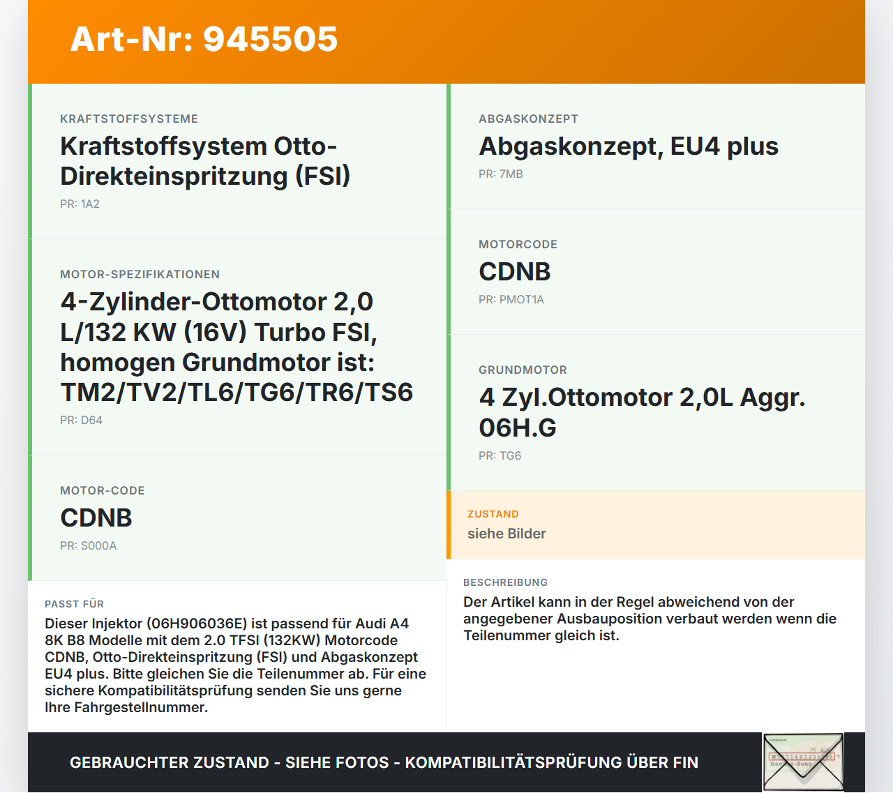 Audi A4 8K B8 07-11 TFSI 2,0 132KW Injektor Einspritzdüse Zyl.1 Audi A4 8K B8 07-11 29.10.2009 06H906036P... Vorschau 3