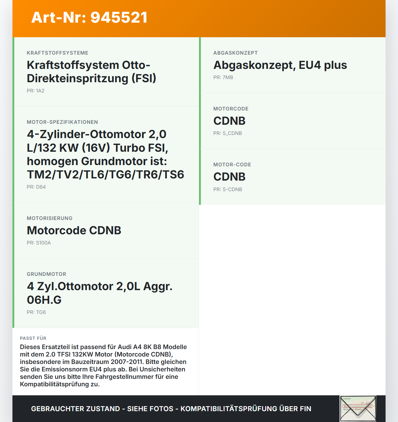 Audi A4 8K B8 07-11 TFSI 2,0 132KW CDNB Turbolader Turbo Abgasturbolader Audi A4 8K B8 07-11 29.10.2009 06H145702S... Vorschau 3