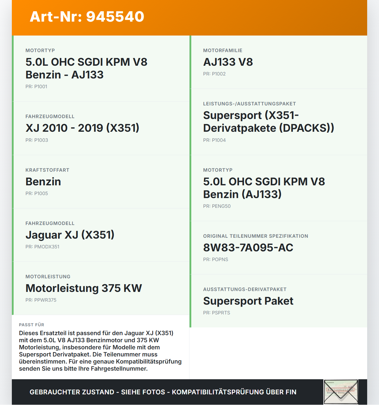 Jaguar XJ X351 09-15 V8 5,0 375KW Ölkühler Jaguar XJ X351 09-15 26.08.2009 C2D2978 8W83-7A095-AC R9151005 gebraucht Vorschau 3