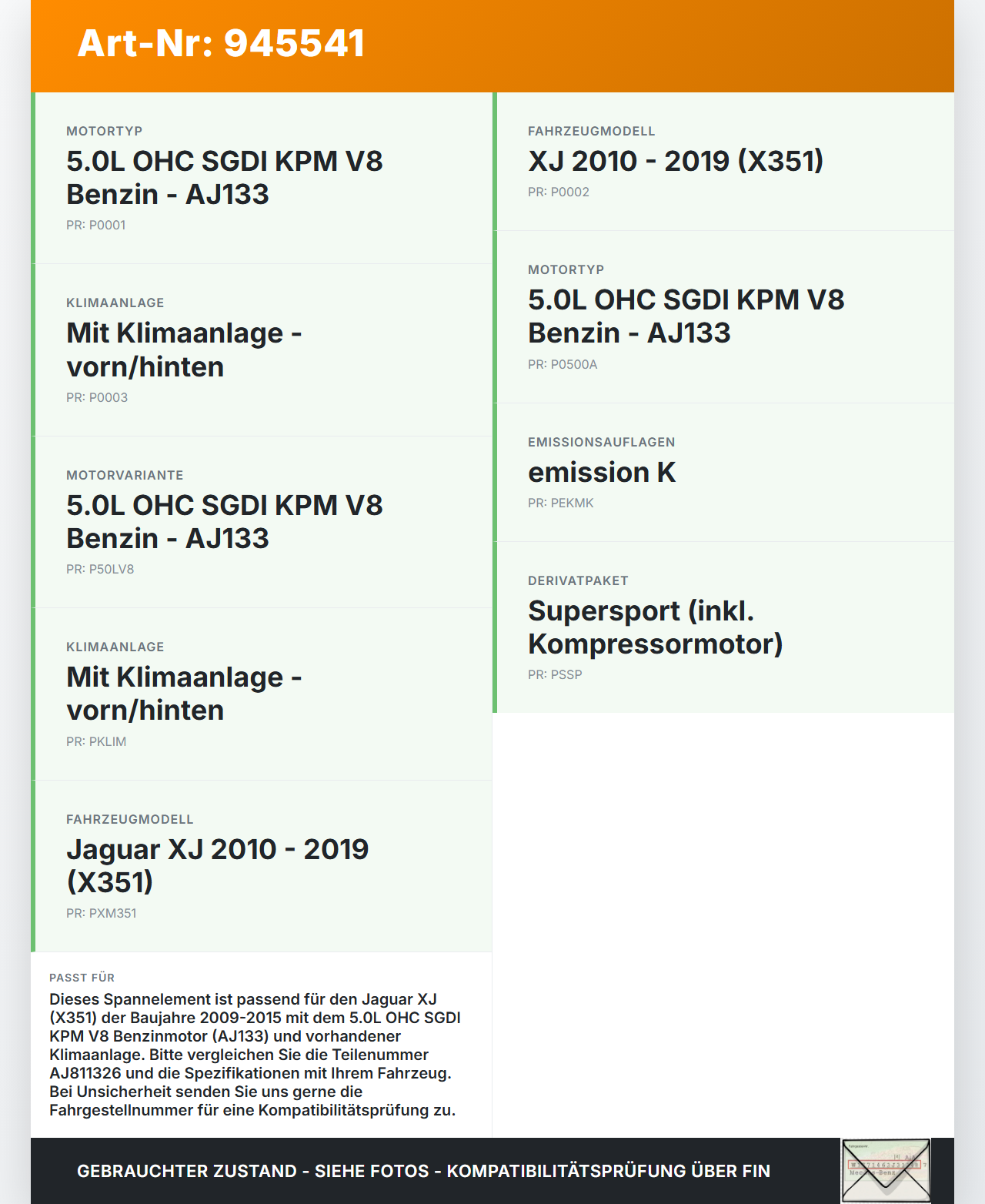 Jaguar XJ X351 09-15 V8 5,0 375KW Spannelement Spannrolle für Keilriemen Jaguar XJ X351 09-15 26.08.2009 AJ811326... Vorschau 3