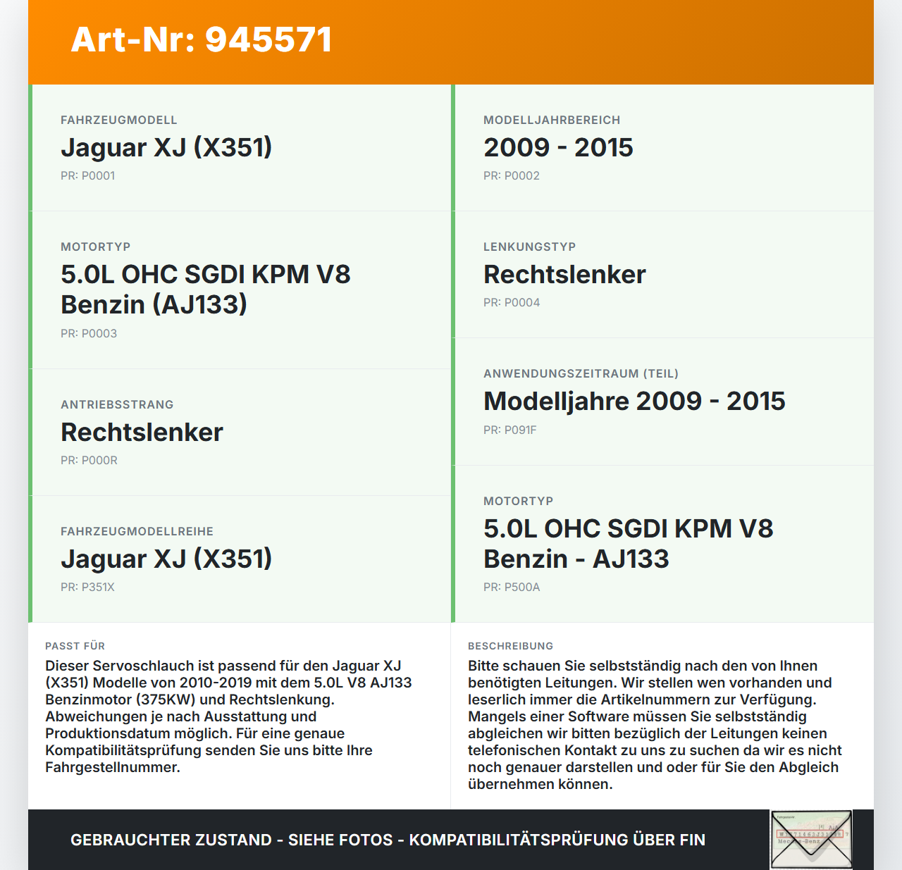 Jaguar XJ X351 09-15 V8 5,0 375KW Servo Schlauch Servoleitung Jaguar XJ X351 09-15 26.08.2009 C2D18855... Vorschau 3