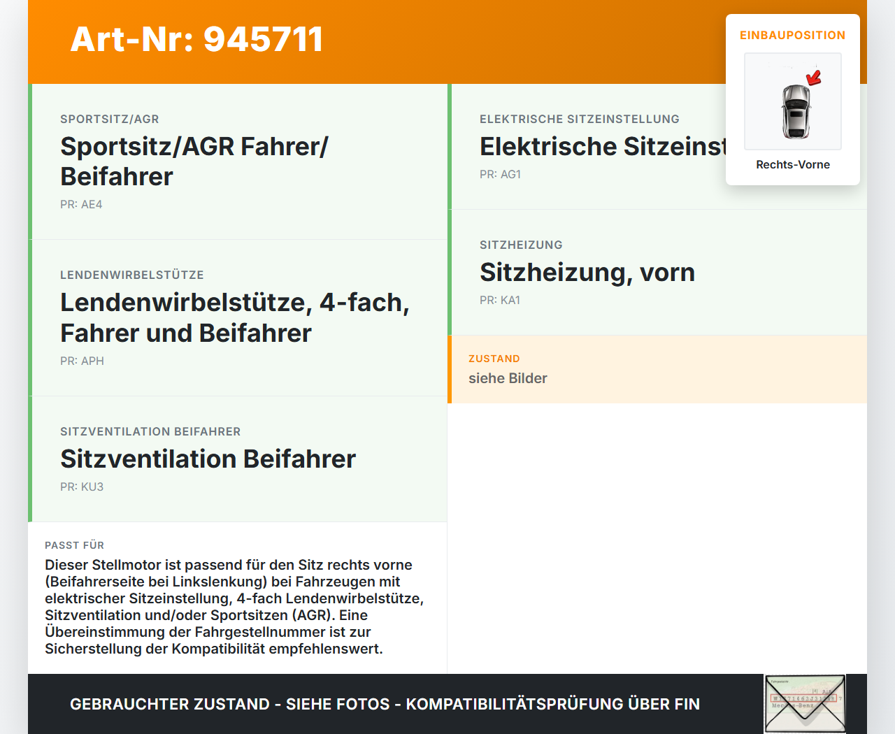 Opel Insignia A 13-17 Stellmotor Elektr. Luftpumpe für Sitz Rechts Vorne Opel Insignia A 13-17 12.02.2015 006097300... Vorschau 3