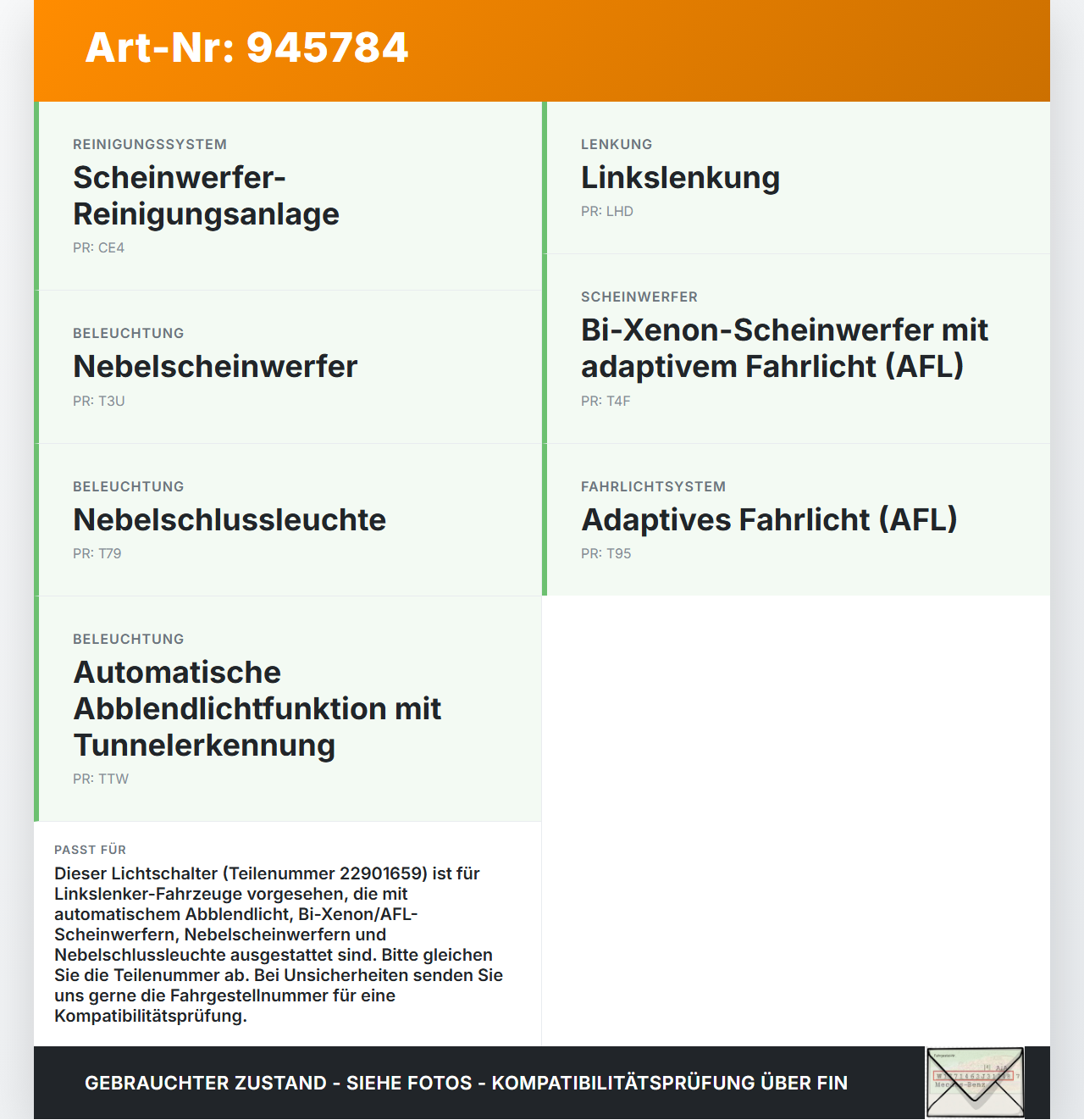 Opel Insignia A 13-17 Lichtschalter Schalter Opel Insignia A 13-17 12.02.2015 22901659 gebraucht Vorschau 3
