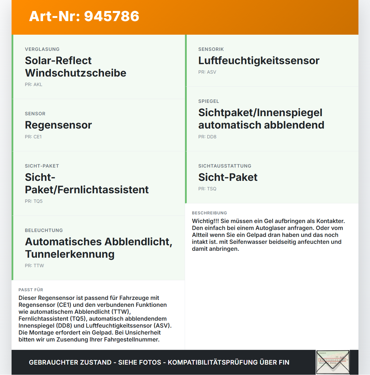 Opel Insignia A 13-17 Regensensor Opel Insignia A 13-17 12.02.2015 315569426 gebraucht Vorschau 3