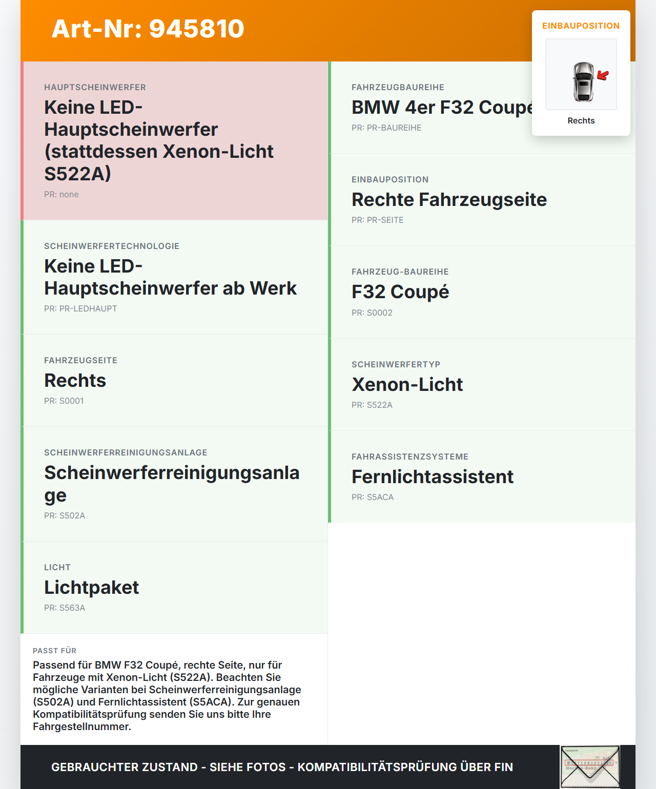 BMW F32 420d 13-17 2,0d 135KW LED Lampe Leuchtmittel für Scheinwerfer Rechts BMW F32 420d 13-17 29.04.2014 7263051... Vorschau 3