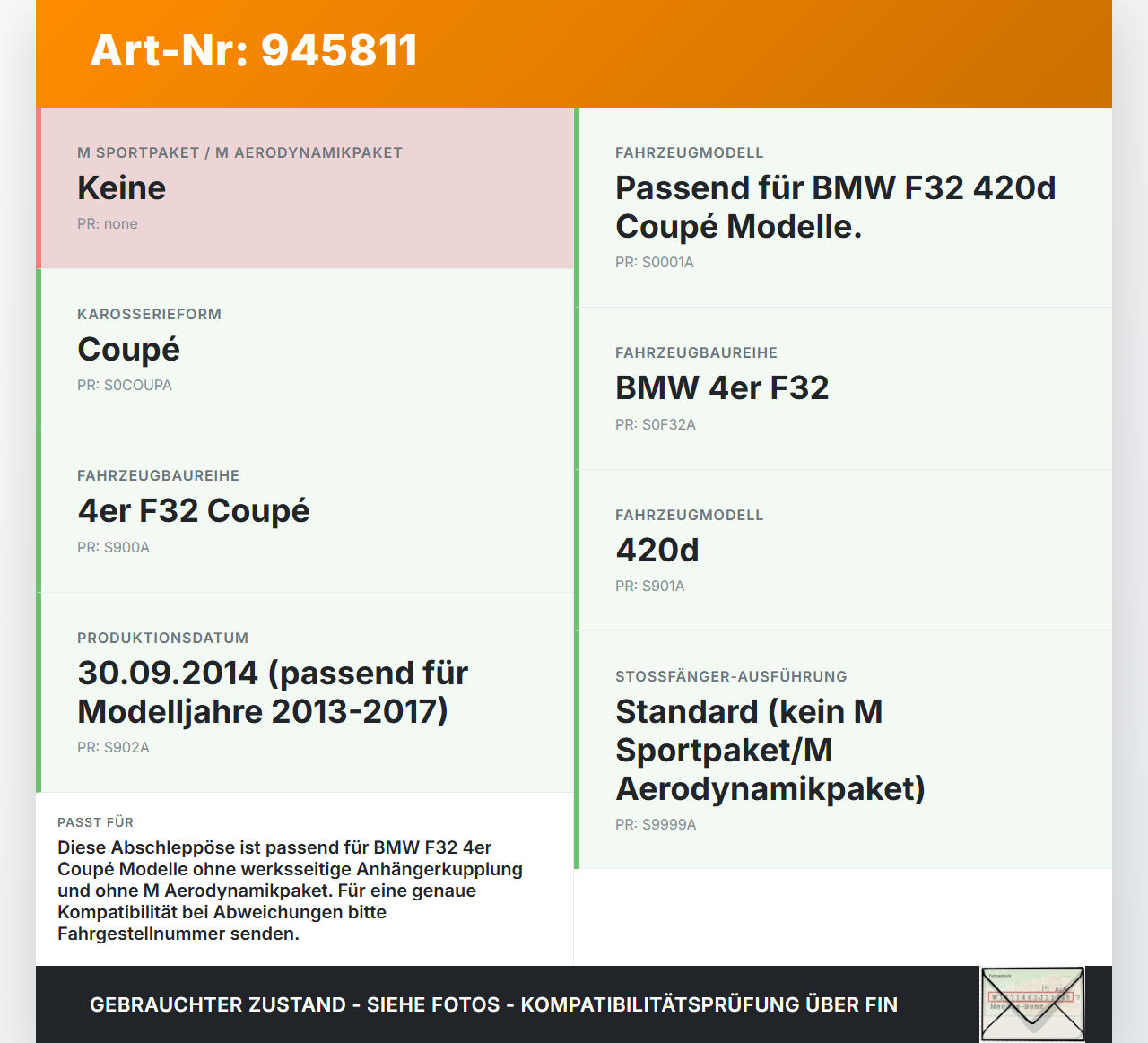BMW F32 420d 13-17 Abschleppöse Abschlepphaken BMW F32 420d 13-17 29.04.2014 7953893 72157953893 gebraucht Vorschau 3