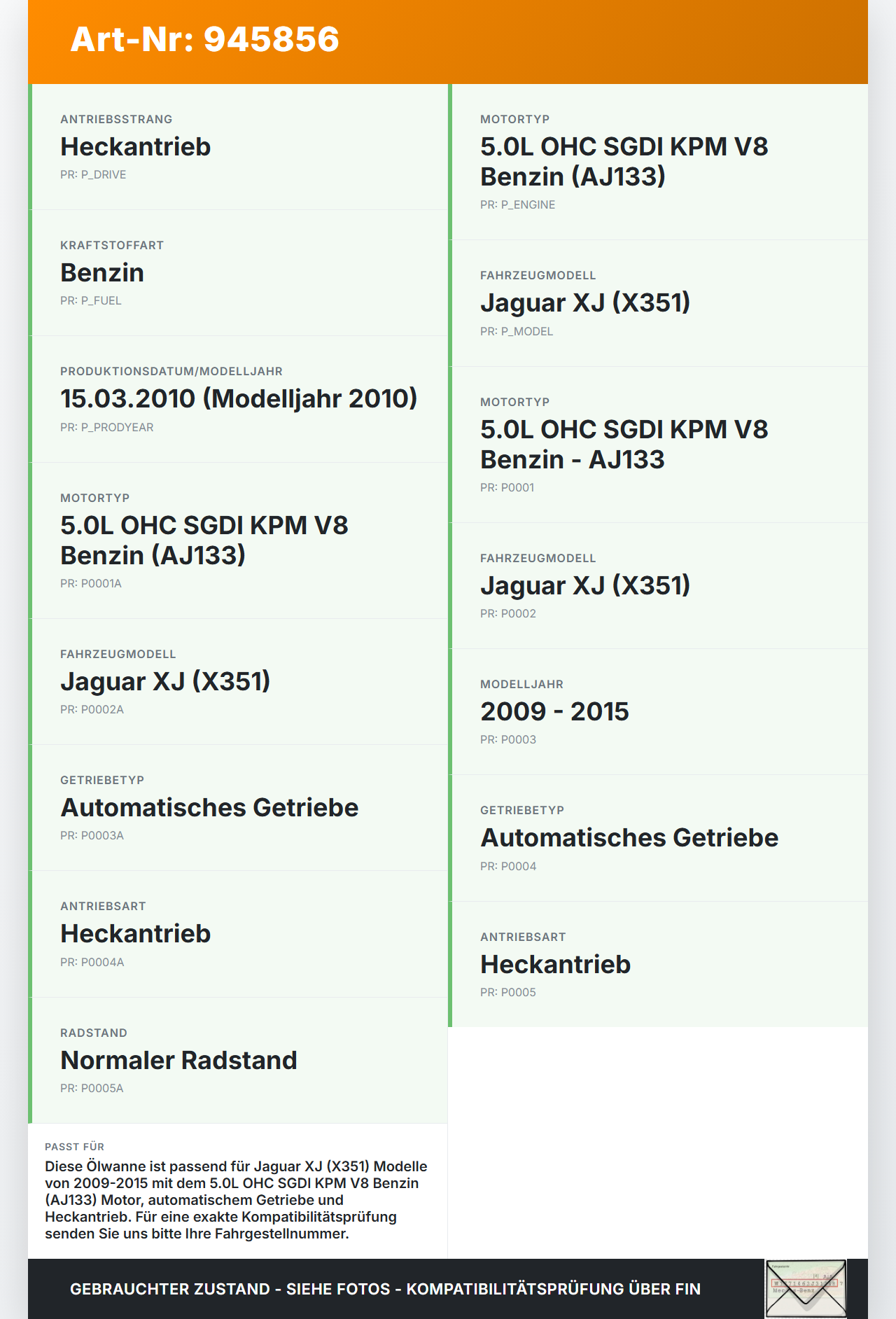 Jaguar XJ X351 09-15 V8 5,0 375KW AJ133 KPM Ölwanne Motorwanne Jaguar XJ X351 09-15 26.08.2009 AJ812134... Vorschau 3