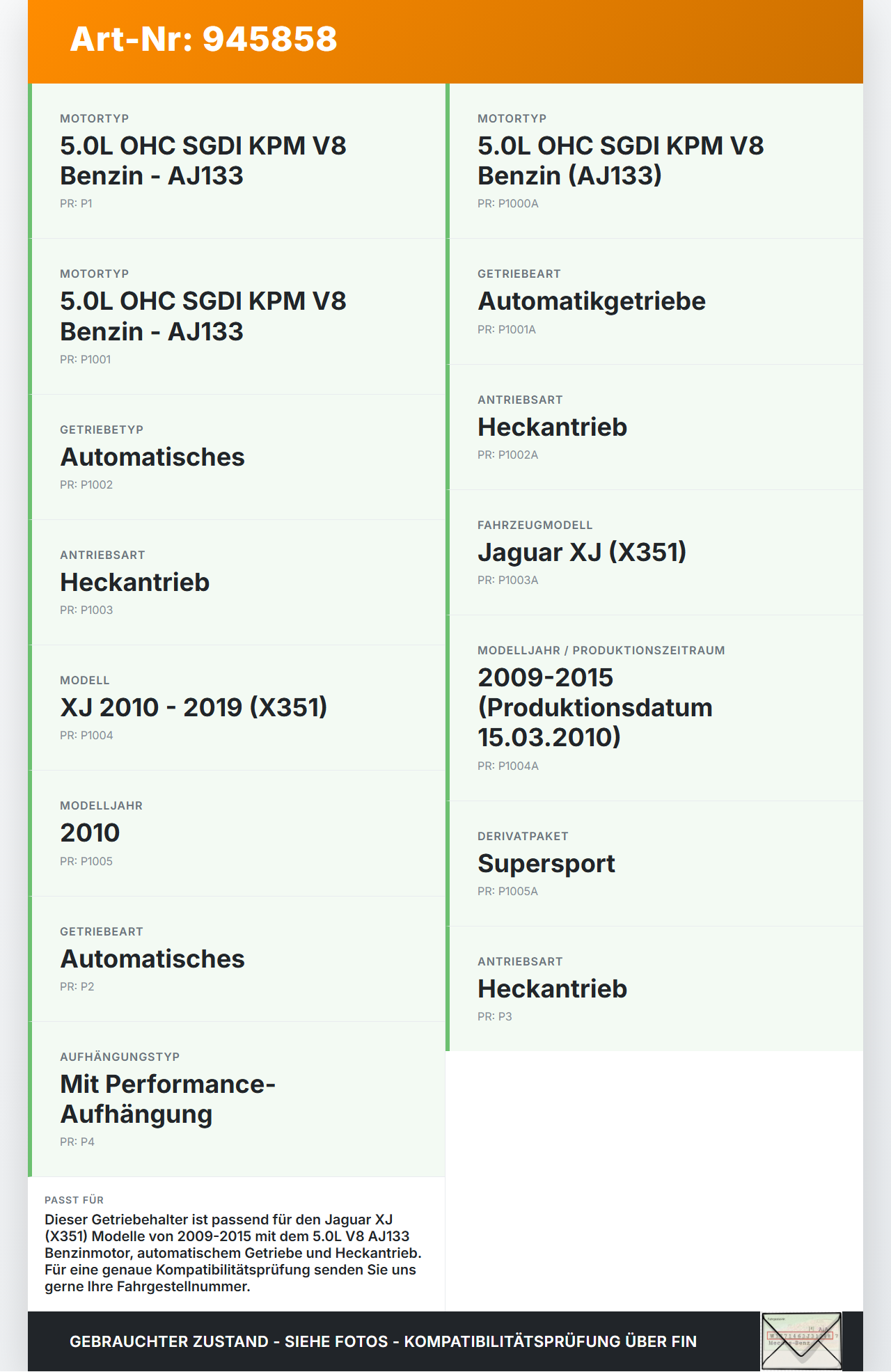 Jaguar XJ X351 09-15 V8 5,0 375KW Getriebehalter Träger Lager für Getriebe Jaguar XJ X351 09-15 26.08.2009... Vorschau 3