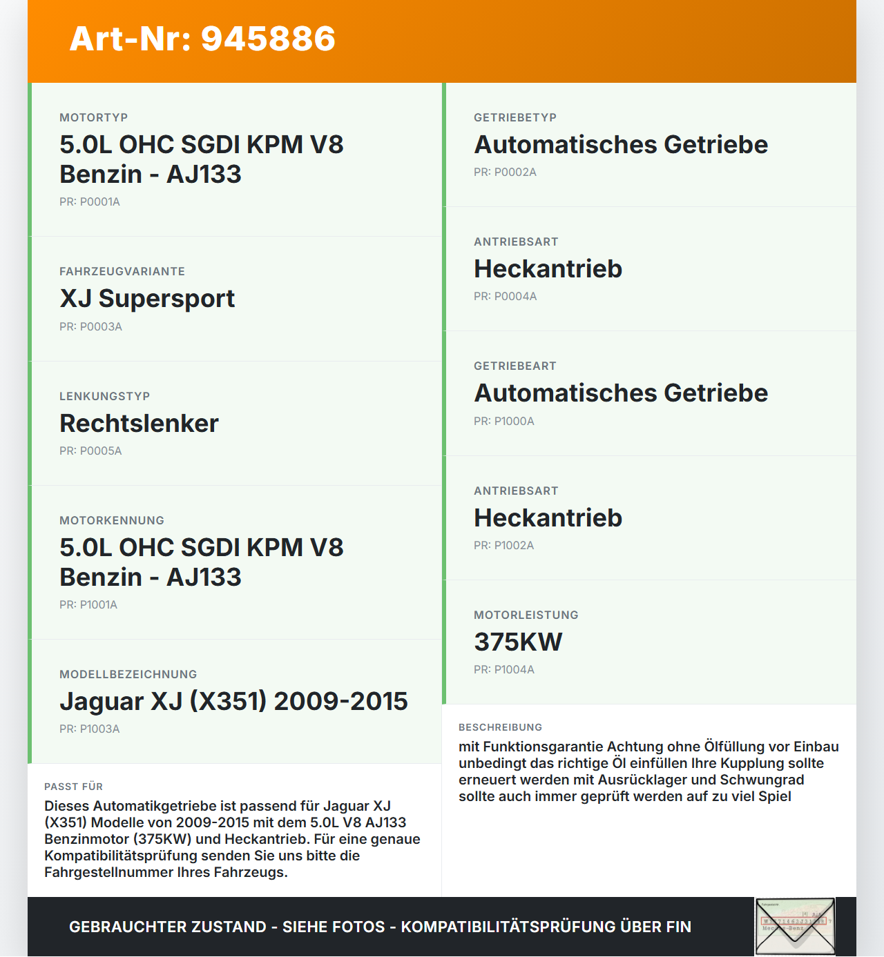 Jaguar XJ X351 09-15 V8 5,0 375KW Autom C2D10566 Schaltgetriebe Getriebe Jaguar XJ X351 09-15 26.08.2009... Vorschau 3