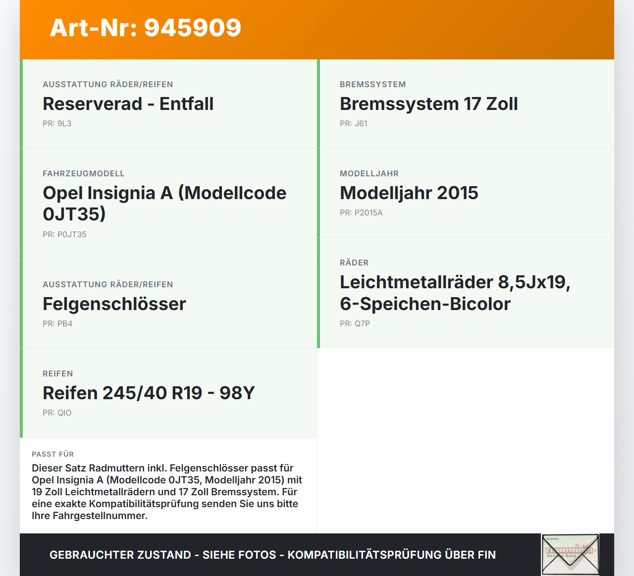 Opel Insignia A 13-17 Satz Radmuttern Muttern Radbolzen Sicherheitsmuttern Opel Insignia A 13-17 12.02.2015 gebraucht Vorschau 3