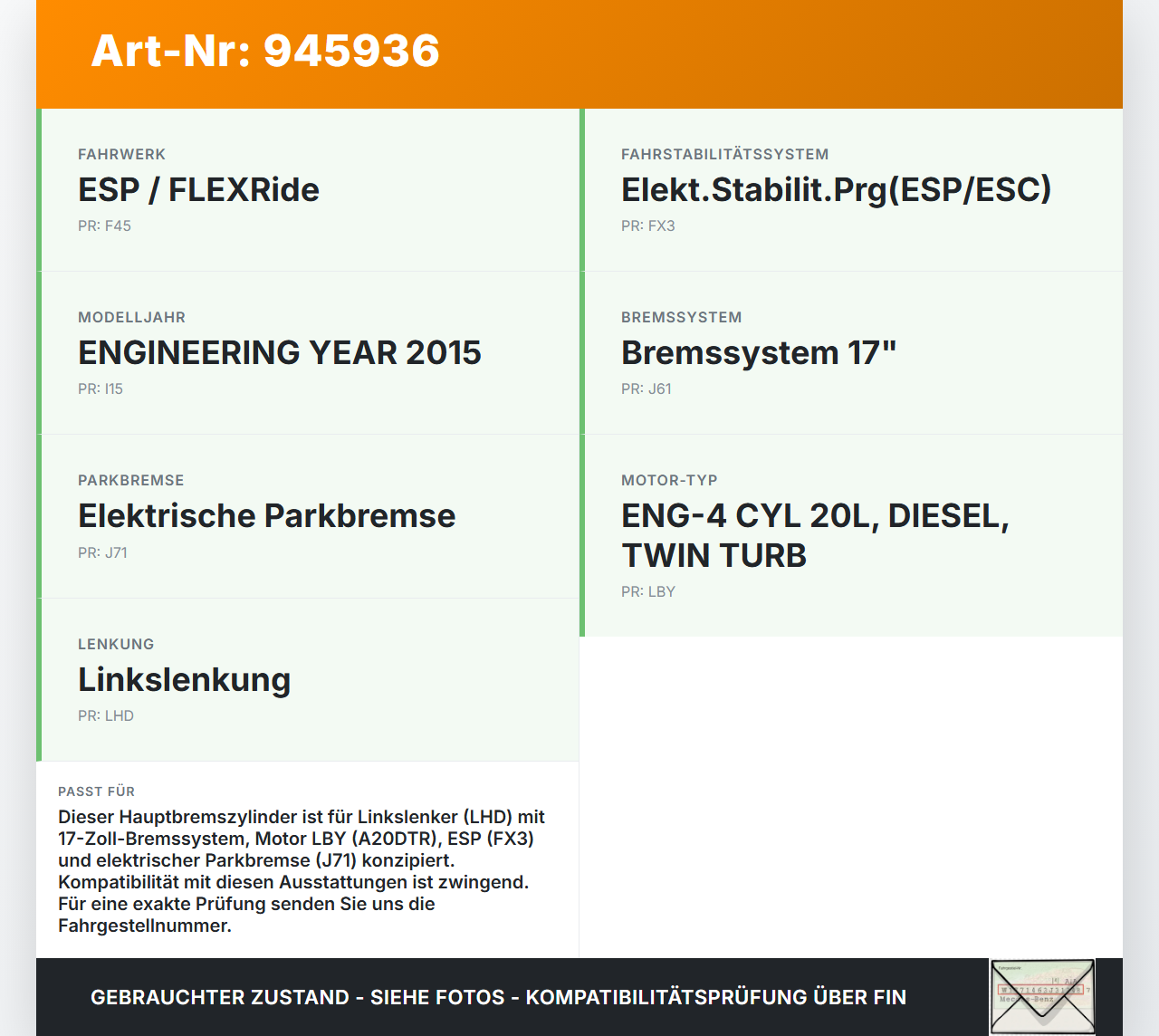 Opel Insignia A 13-17 Hauptbremszylinder Bremszylinder Opel Insignia A 13-17 12.02.2015 13286445 gebraucht Vorschau 3