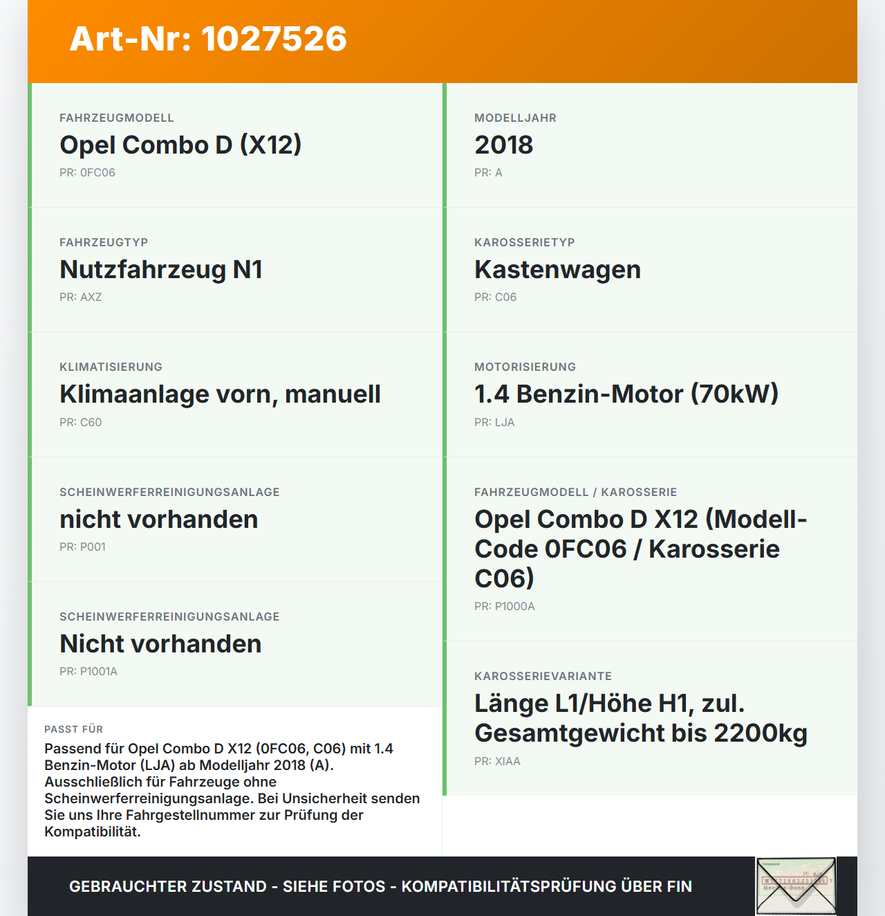 Opel Combo D X12 11-18 1,4 70KW Waschwasserbehälter Wasserbehälter Wischwasserbehälter Opel Combo D X12 11-18... Vorschau 3