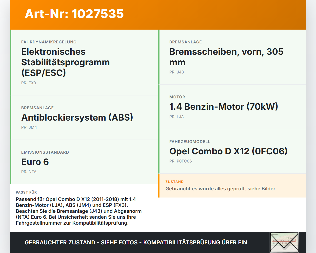 Opel Combo D X12 11-18 ABS Steuergerät Aggregat Hydraulikblock Opel Combo D X12 11-18 09.04.2018 52026358... Vorschau 3