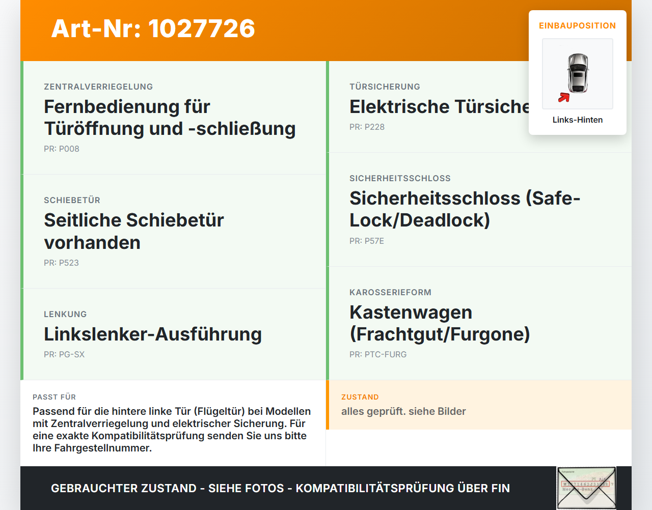 Fiat Qubo Fiorino 225 08-16 Kasten/Kombi Türschloss m. ZV Stellmotor Links Hinten Fiat Qubo Fiorino 225 08-16... Vorschau 3