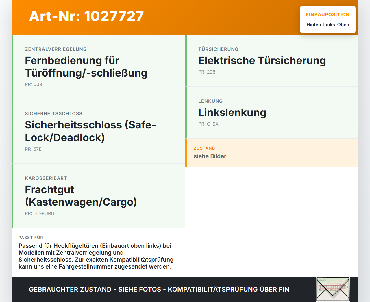 Fiat Qubo Fiorino 225 08-16 Kasten/Kombi Türschloss Verriegelung Heckklappe Hinten Links Oben Fiat Qubo Fiorino 225... Vorschau 3