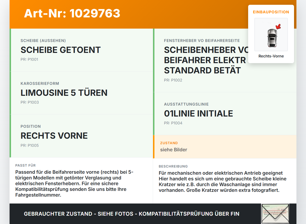 Citroen C4 Cactus 14-18 Seitenscheibe RVK Türscheibe Rechts Vorne Citroen C4 Cactus 14-18 01.01.2015 9810081080... Vorschau 3
