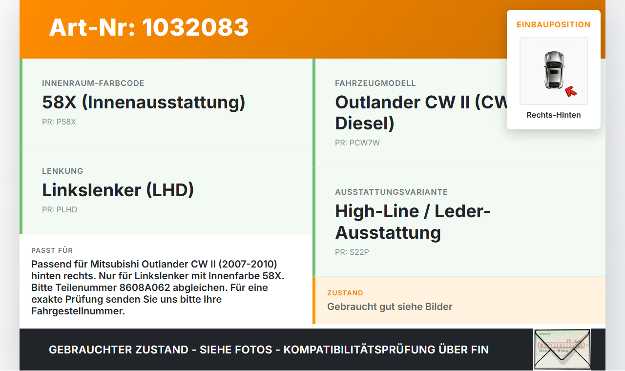 Mitsubishi Outlander CW II 07-10 Fensterheberschalter Rechts Hinten Mitsubishi Outlander CW II 07-10 01.04.2008... Vorschau 3