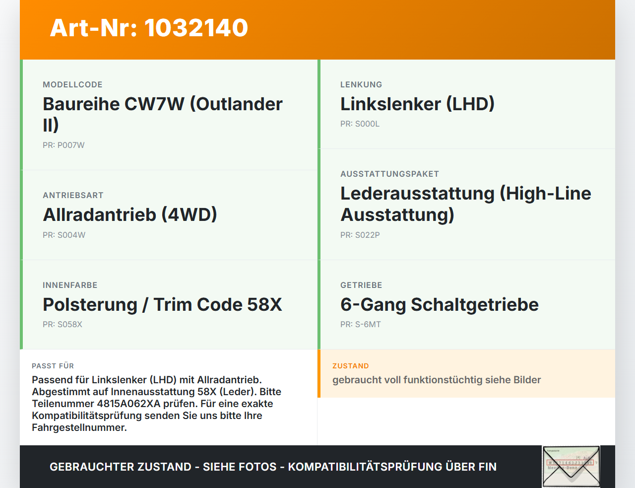 Mitsubishi Outlander CW II 07-10 Handbremshebel Hebel für Handbremse Bremshebel Mitsubishi Outlander CW II 07-10... Vorschau 3