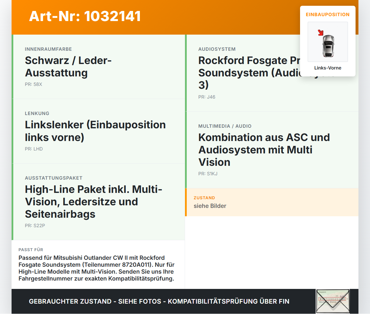Mitsubishi Outlander CW II 07-10 Lautsprecher Links Vorne Rockford Fosgate Mitsubishi Outlander CW II 07-10... Vorschau 3