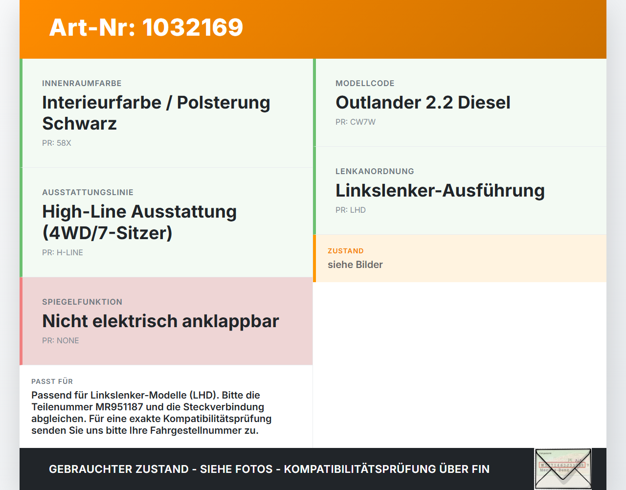 Mitsubishi Outlander CW II 07-10 Spiegelverstellung Aussenspiegel Schalter Mitsubishi Outlander CW II 07-10... Vorschau 3
