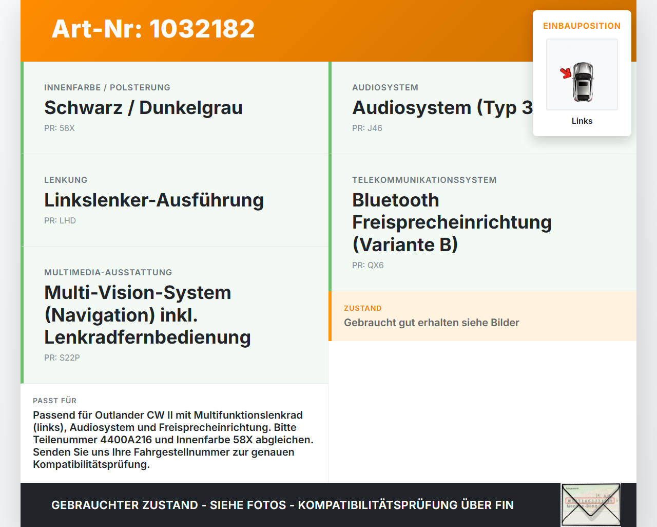 Mitsubishi Outlander CW II 07-10 Lenkradschalter Multifunktionstasten Schalter für Lenkrad Links Mitsubishi... Vorschau 3