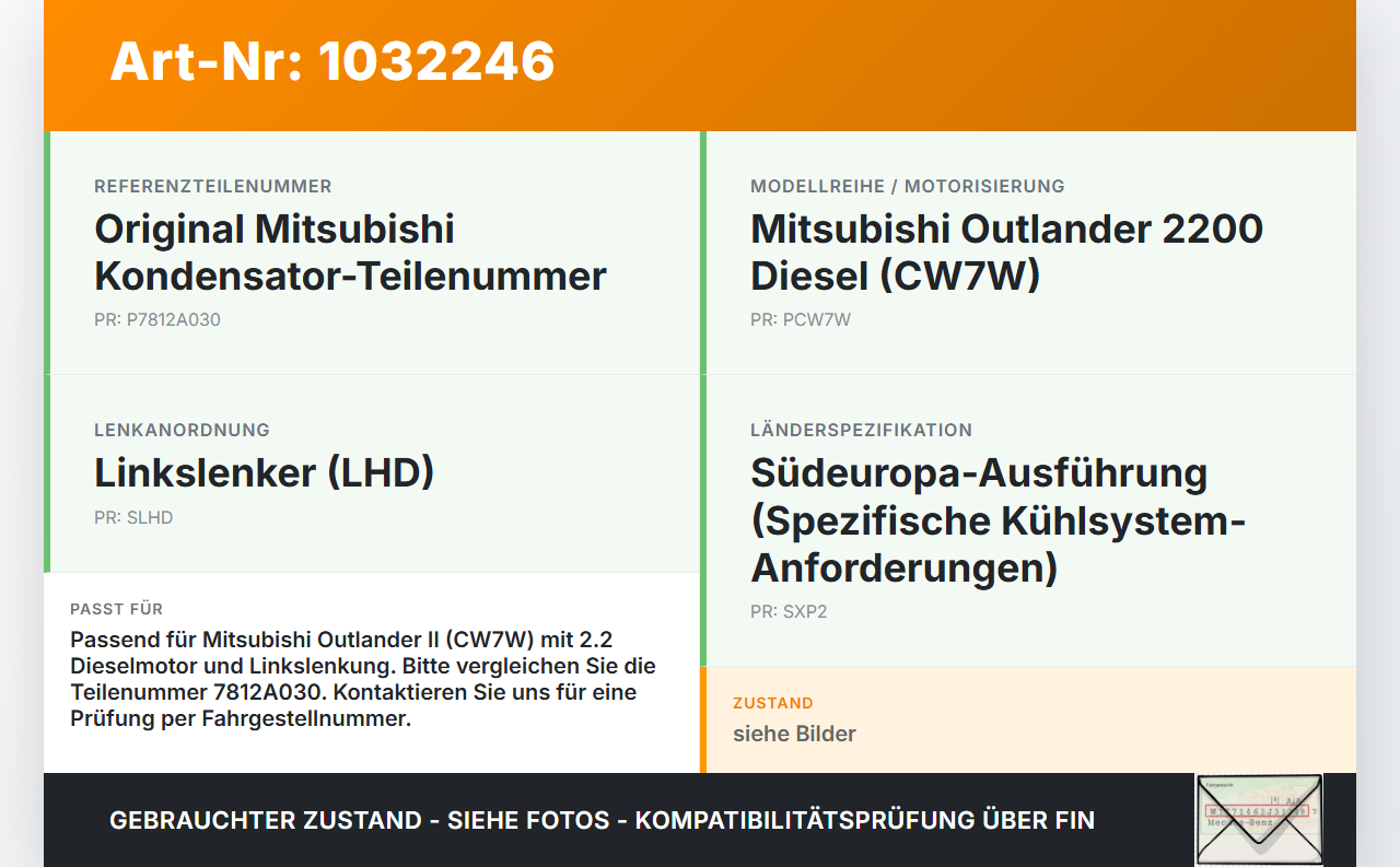Mitsubishi Outlander CW II 07-10 Kondensator Klimakühler AC Mitsubishi Outlander CW II 07-10 01.04.2008 7812A030... Vorschau 3