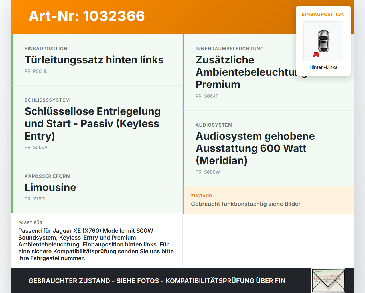 Jaguar XE X760 15-19 Lim Kabelbaum Tür Leitungssatz Hinten Links Jaguar XE X760 15-19 26.08.2018 T4N19053... Vorschau 3