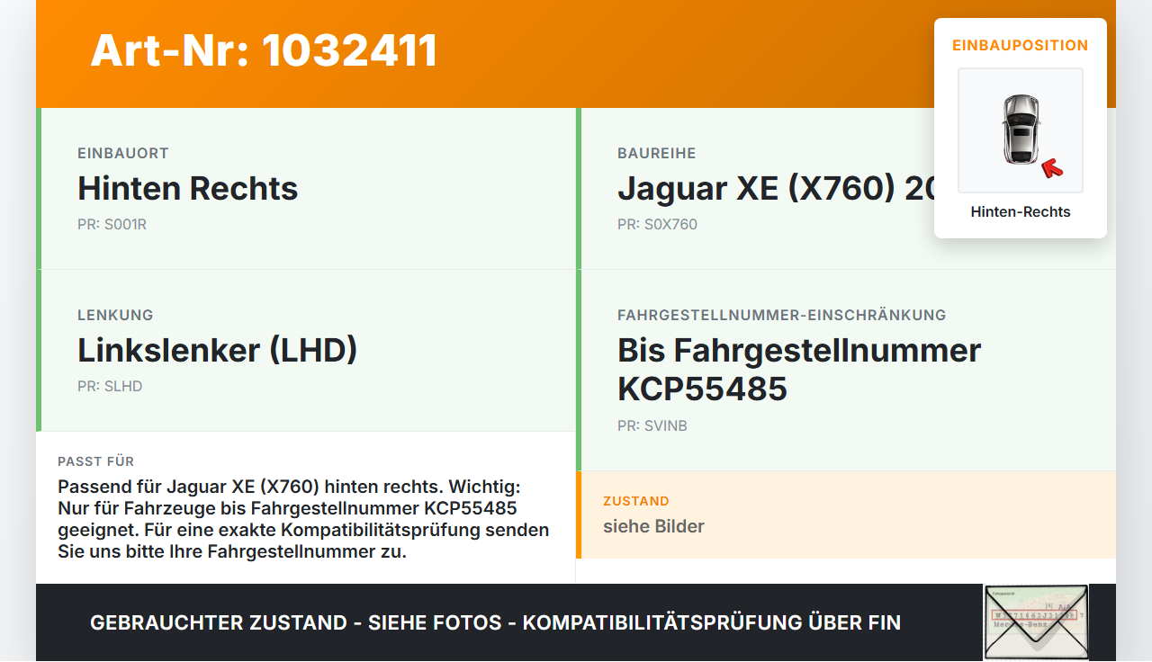 Jaguar XE X760 15-19 Lim Türfangband Türbremse Türanschlag Hinten Rechts Jaguar XE X760 15-19 26.08.2018 T4A2561... Vorschau 3