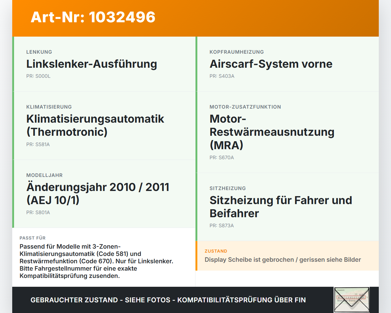 Mercedes A207 E250 10-13 Autom. Schalter Bedienteil Klima Scheibenheizung Zonen und Umluft Mercedes A207 E250 10-13... Vorschau 3