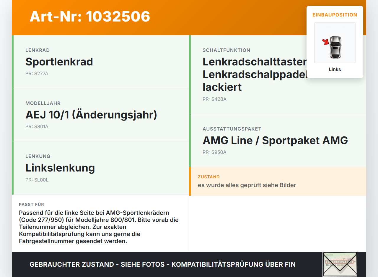 Mercedes A207 E250 10-13 Schalter Lenkrad schalter Multifunktionstasten Links Mercedes A207 E250 10-13 31.08.2010... Vorschau 3