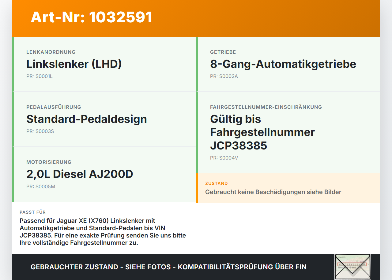 Jaguar XE X760 15-19 2,0d 132KW Gaswertgeber Gaspedal Jaguar XE X760 15-19 26.08.2018 T2H1264 GX73-9F836-AA gebraucht Vorschau 3