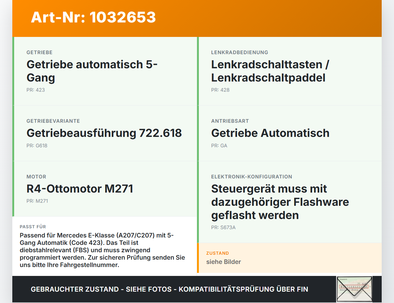 Mercedes A207 E250 10-13 Steuergerät Getriebe Automatik EGS53 Mercedes A207 E250 10-13 31.08.2010 A0034464310... Vorschau 3
