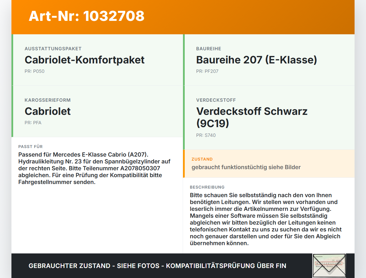 Mercedes A207 E250 10-13 Cabrio Hydraulik Schlauch Leitung 23 für Verdeck Mercedes A207 E250 10-13 31.08.2010... Vorschau 3