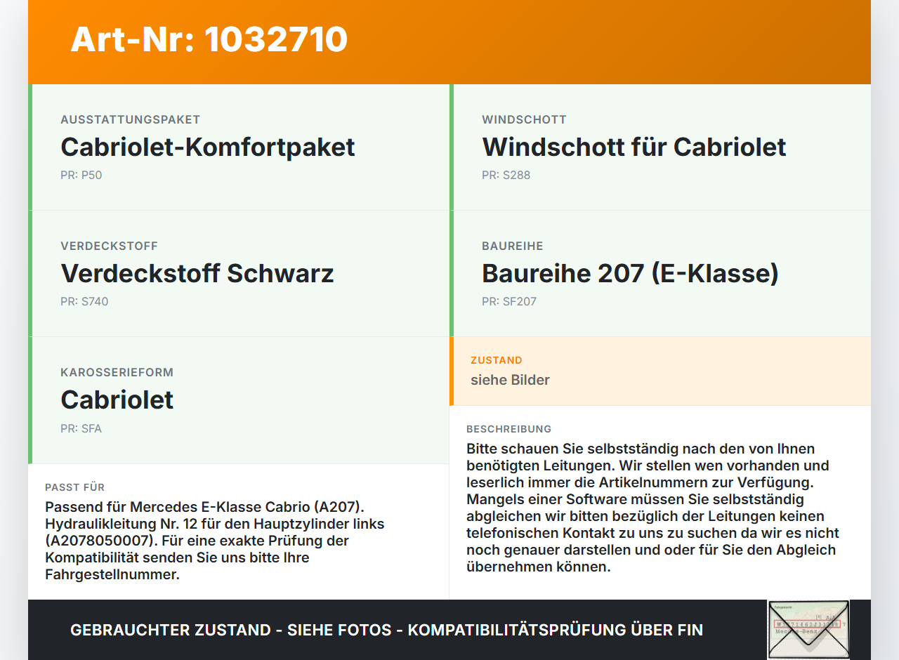 Mercedes A207 E250 10-13 Cabrio Hydraulik Schlauch Leitung 12 für Verdeck Mercedes A207 E250 10-13 31.08.2010... Vorschau 3