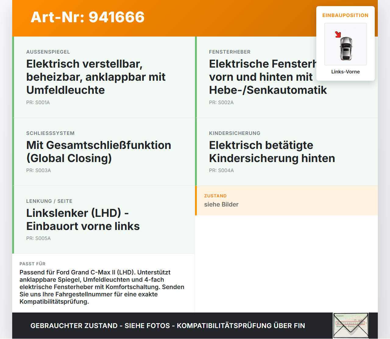 Ford Grand C-Max II 10-15 Steuergerät ECU Modul Türsteuergerät Links Vorne Ford Grand C-Max II 10-15 22.05.2012... Vorschau 3
